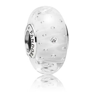 Authentic Pandora Retired Clear Effervescence Murano Glass S925 Charm